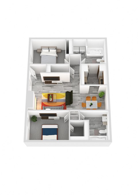 Floor plan for 2 beds, 1 bath